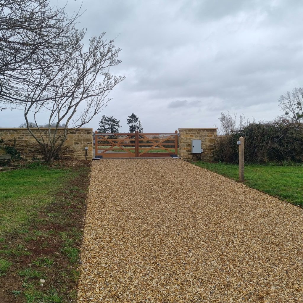 Gravel driveway on estate house